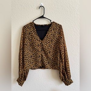 Wednesday’s Girl floral tea blouse with balloon sleeves